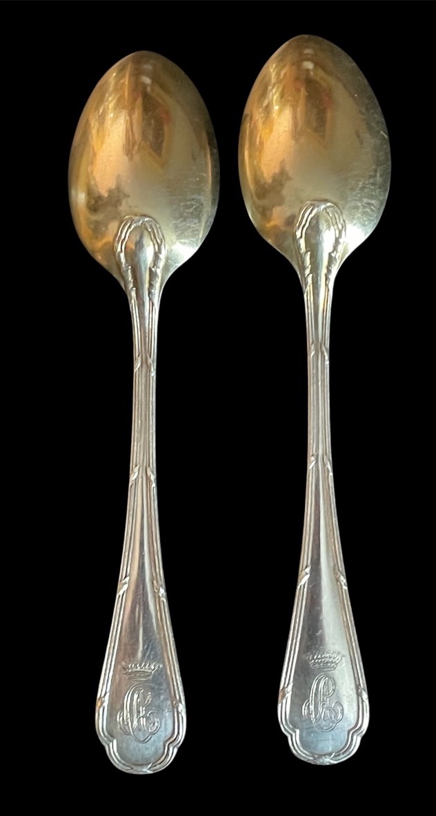 10 Silver-plated Metal Moka Spoons From Ercuis  Trianon Model  Couronne Comtale 