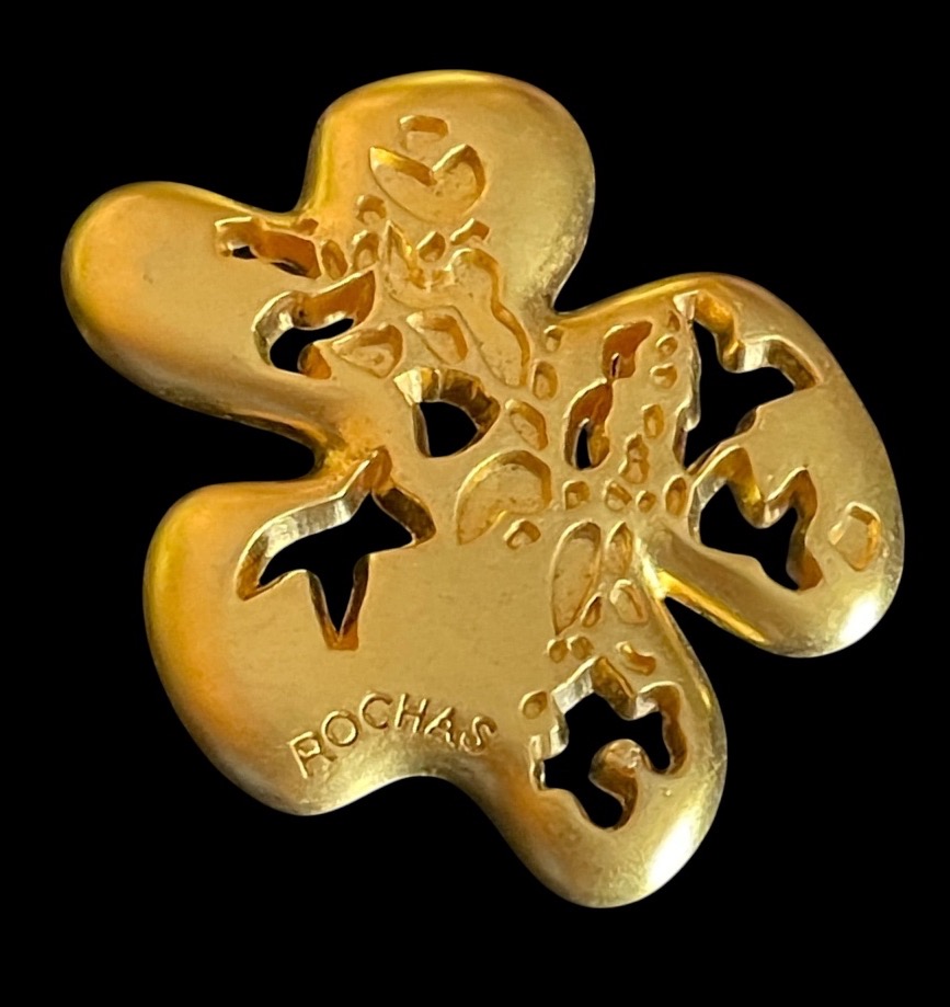 BROCHE COUTURE DE LA MAISON ROCHAS EN MÉTAL DORÉ VERS 1980-photo-2