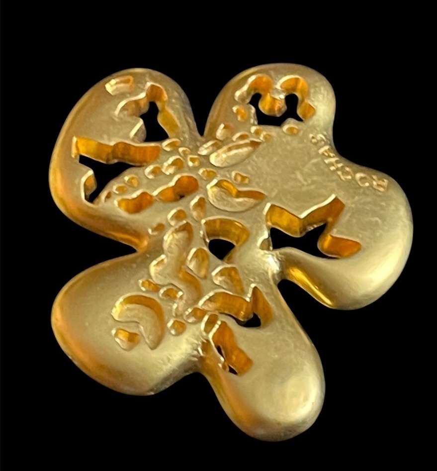 BROCHE COUTURE DE LA MAISON ROCHAS EN MÉTAL DORÉ VERS 1980-photo-1