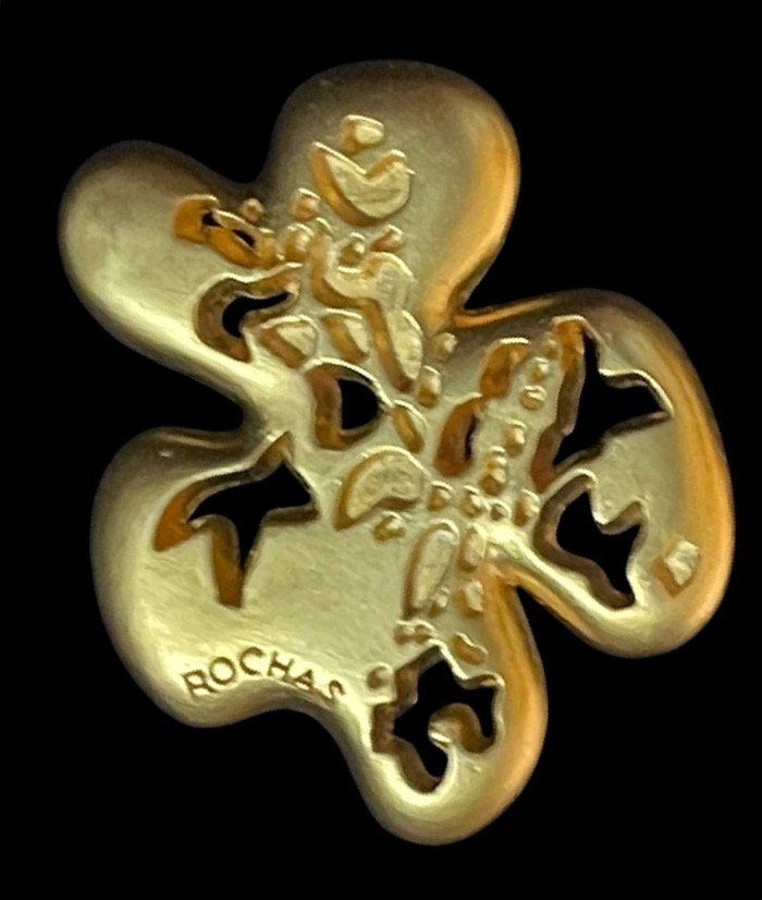 BROCHE COUTURE DE LA MAISON ROCHAS EN MÉTAL DORÉ VERS 1980-photo-2