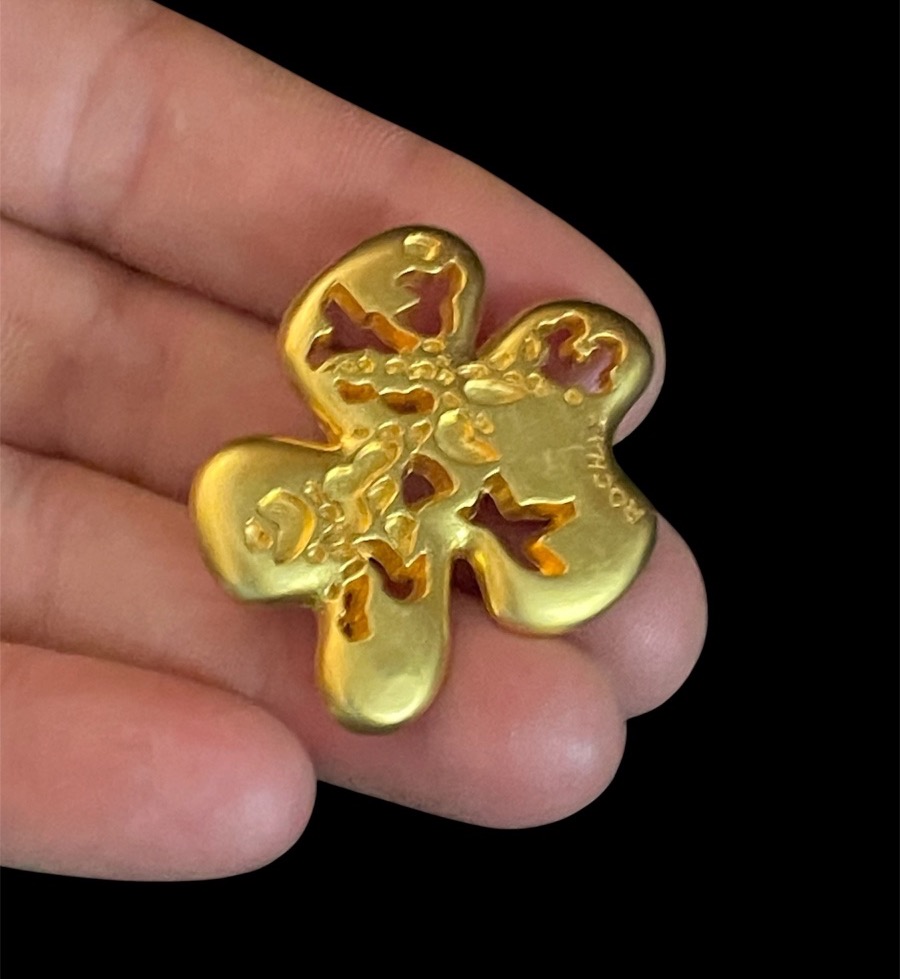 BROCHE COUTURE DE LA MAISON ROCHAS EN MÉTAL DORÉ VERS 1980-photo-4