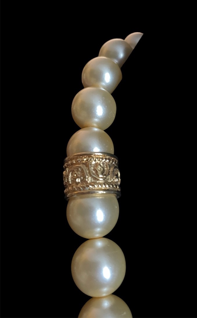 SAUTOIR DE LA MAISON GUY LAROCHE PERLES FANTAISIE EN VERRES ET MÉTAL DORÉ 1980 BIJOU COUTURE-photo-5
