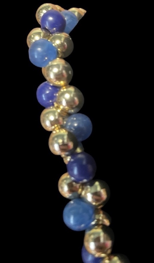 COLLIER COUTURE DE LA MAISON GUY LAROCHE PERLES BLEUES ET DORÉES  SAUTOIR  VINTAGE-photo-2
