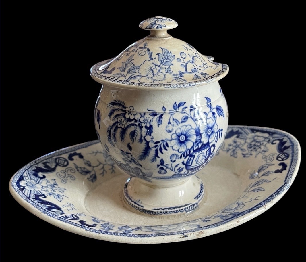 Pagode-style Earthenware Mustard Pot, Creil And Montereau, Lebeuf Milliet & Cie, Circa 1840 -photo-3