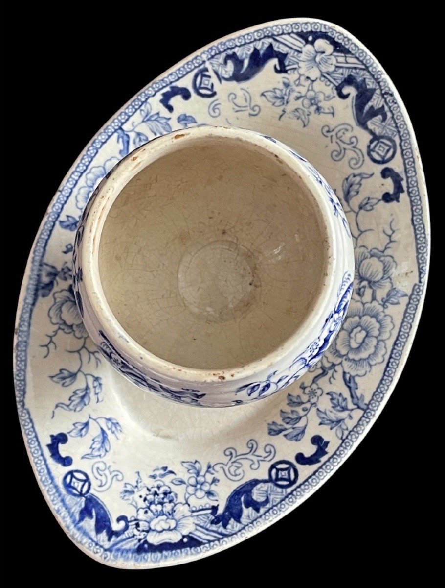 Pagode-style Earthenware Mustard Pot, Creil And Montereau, Lebeuf Milliet & Cie, Circa 1840 -photo-5