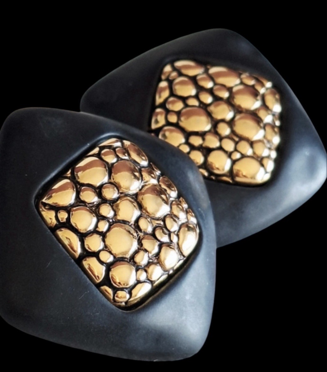 CLIPS DE COUTURE DE LA MAISON GIVENCHY PARIS NEW YORK  ANNÉES 1980 BOUCLES D'OREILLES -photo-2