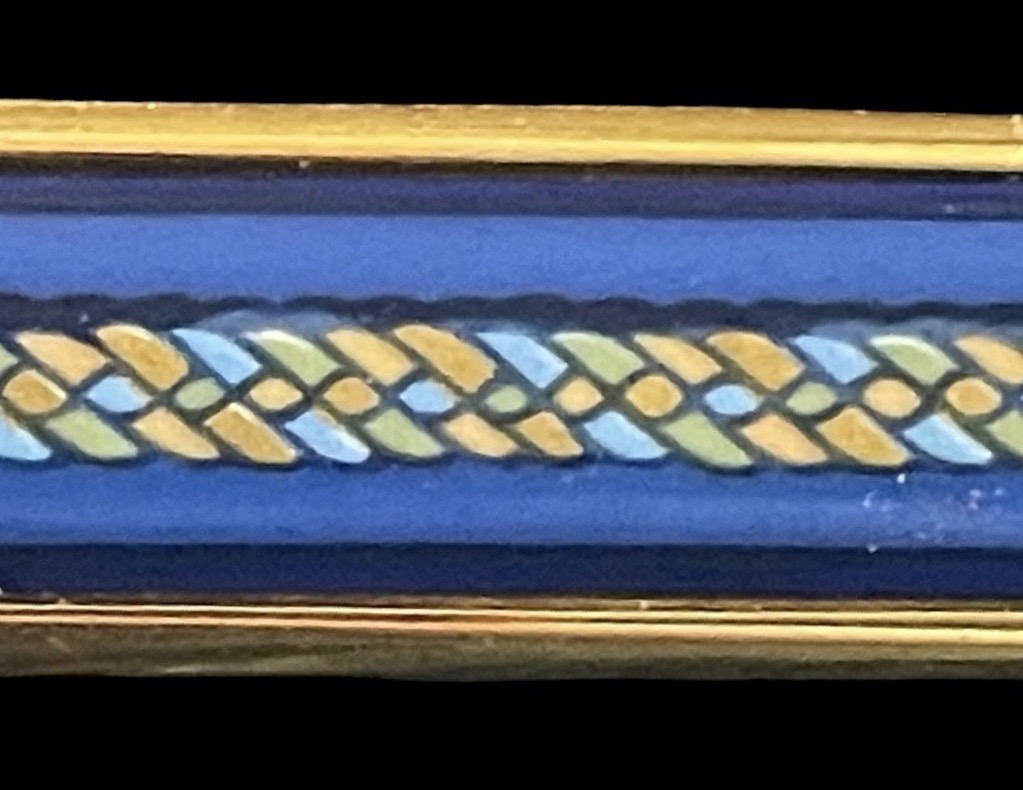BROCHE BARRETTE DE LA MAISON HERMÈS EN PLAQUÉ OR ET ÉMAIL BLEU MADE IN FRANCE -photo-1