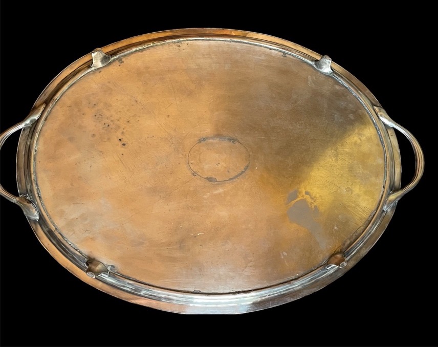 SURTOUT DE TABLE OVALE EN MÉTAL ARGENTÉ À LA COURONNE DE VICOMTE ANGLAIS ARISTOCRATIE NOBLESSE-photo-4