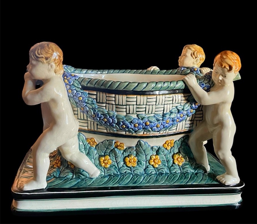 Art Nouveau (jugendstil) Majolica Planter, Manufaktur Karlsruhe, Circa 1905–1908 -photo-2