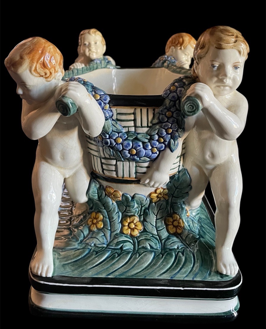 Art Nouveau (jugendstil) Majolica Planter, Manufaktur Karlsruhe, Circa 1905–1908 -photo-3