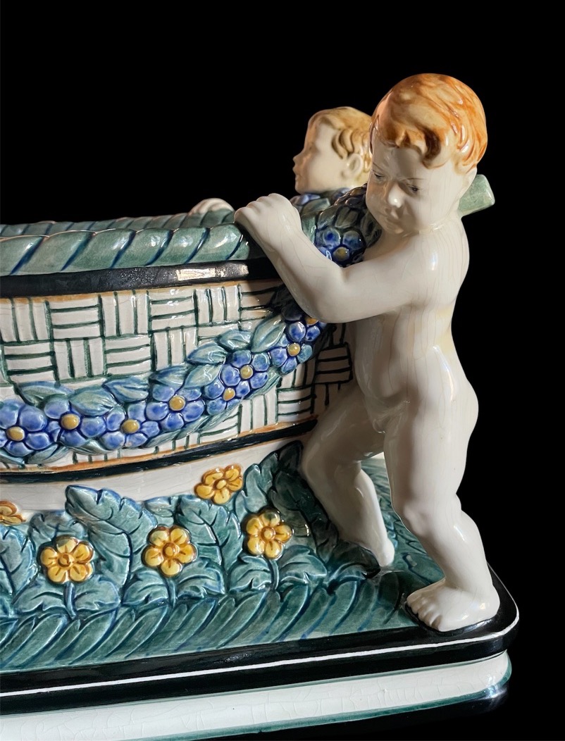Art Nouveau (jugendstil) Majolica Planter, Manufaktur Karlsruhe, Circa 1905–1908 -photo-4