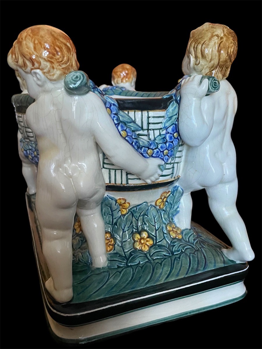 Art Nouveau (jugendstil) Majolica Planter, Manufaktur Karlsruhe, Circa 1905–1908 -photo-1