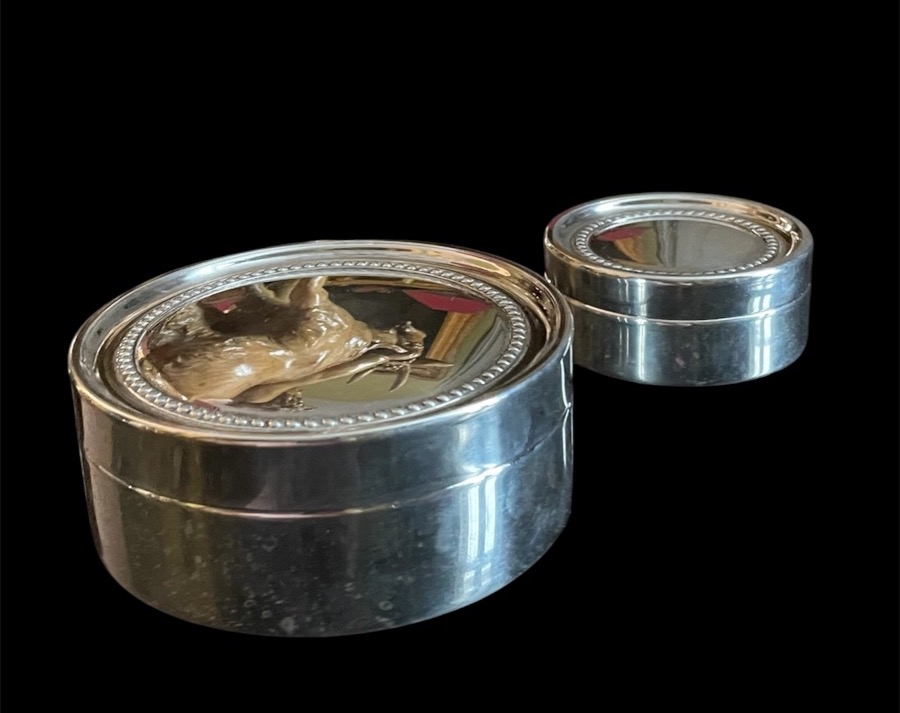 Pair Of Nesting Candy Jars In Silver-plated Metal By Christian Dior, Circa 1970 -photo-7