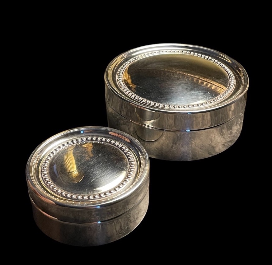 Pair Of Nesting Candy Jars In Silver-plated Metal By Christian Dior, Circa 1970 