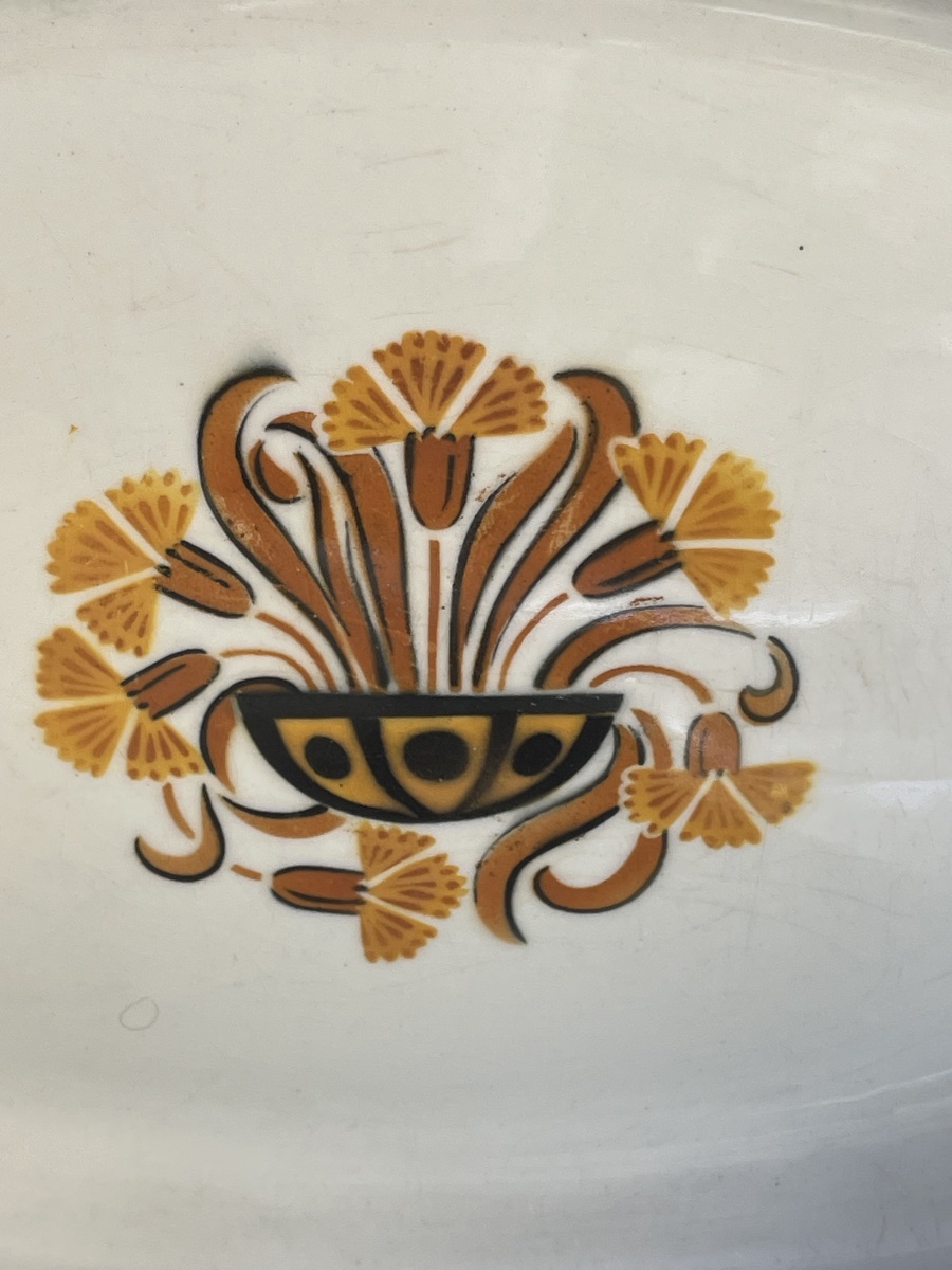57-piece Creil And Montereau Earthenware Tableware Set, "œillet" Model, Art Deco Style, Circa 1-photo-3