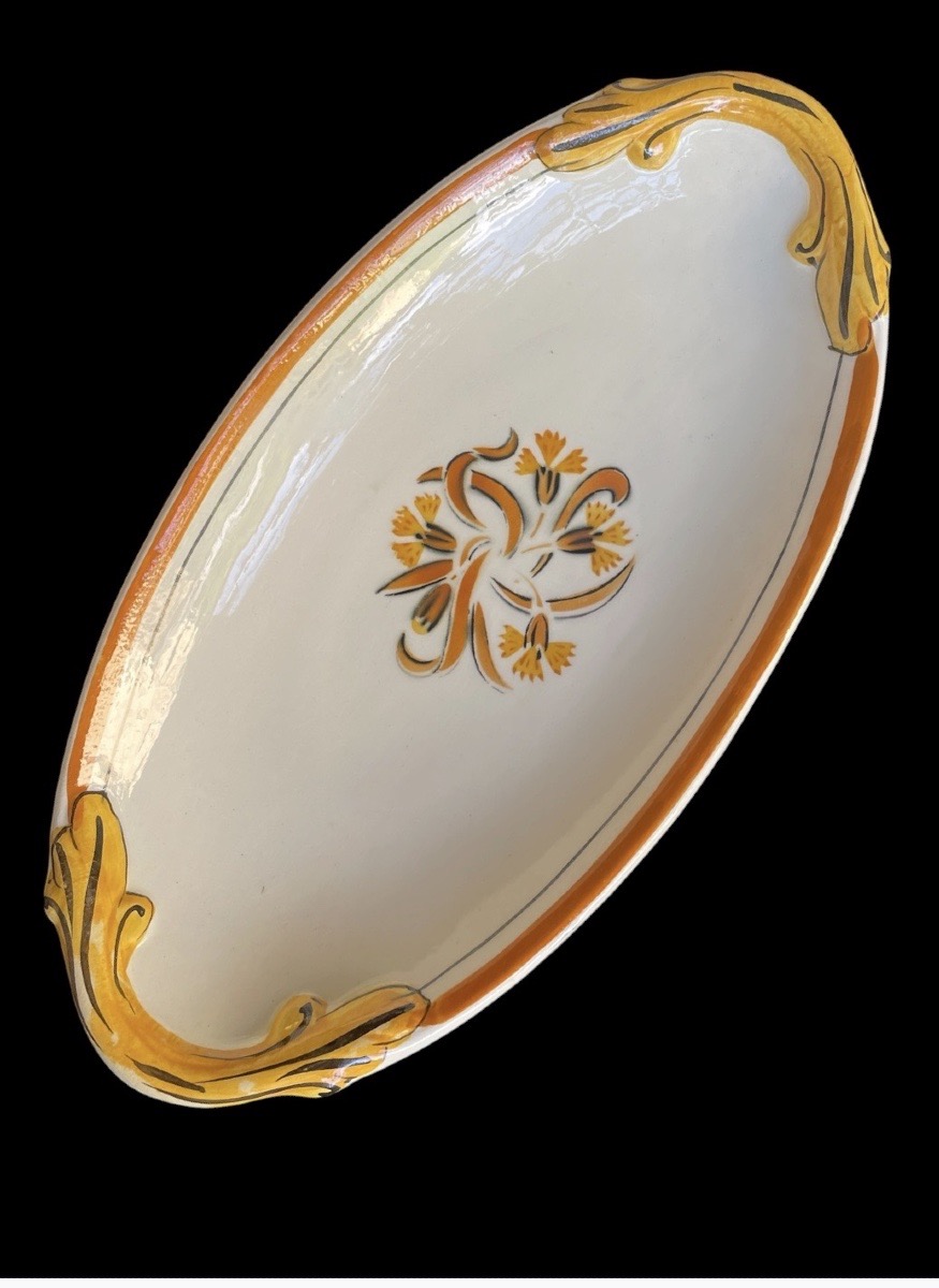 57-piece Creil And Montereau Earthenware Tableware Set, "œillet" Model, Art Deco Style, Circa 1-photo-1