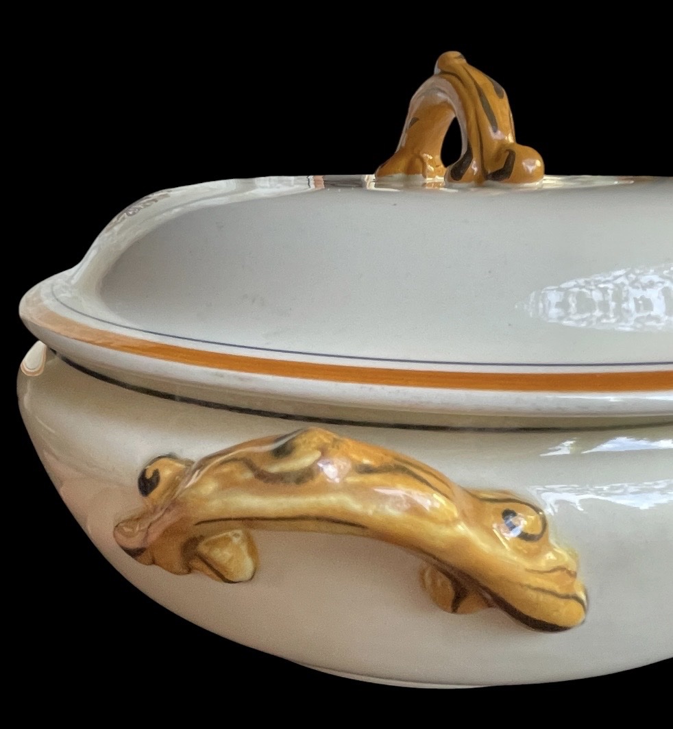57-piece Creil And Montereau Earthenware Tableware Set, "œillet" Model, Art Deco Style, Circa 1-photo-4