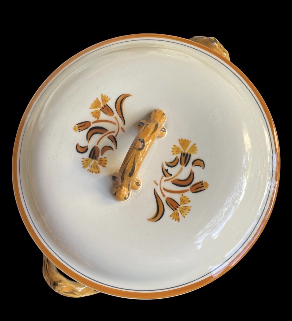 57-piece Creil And Montereau Earthenware Tableware Set, "œillet" Model, Art Deco Style, Circa 1-photo-7