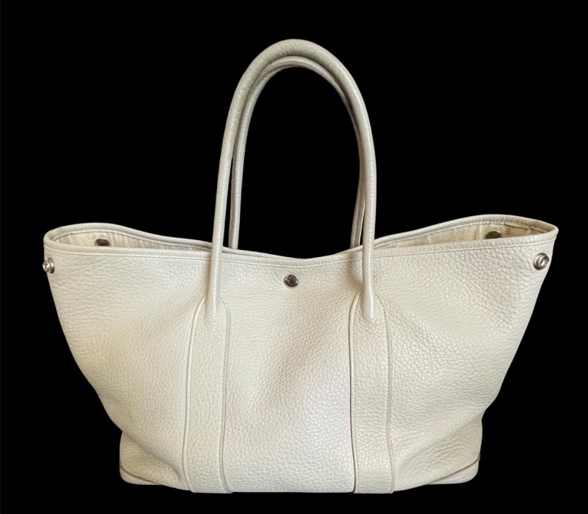 Hermès Garden Party Bag In Pearl-gray Négonda Calfleather, 36 Cm -photo-2