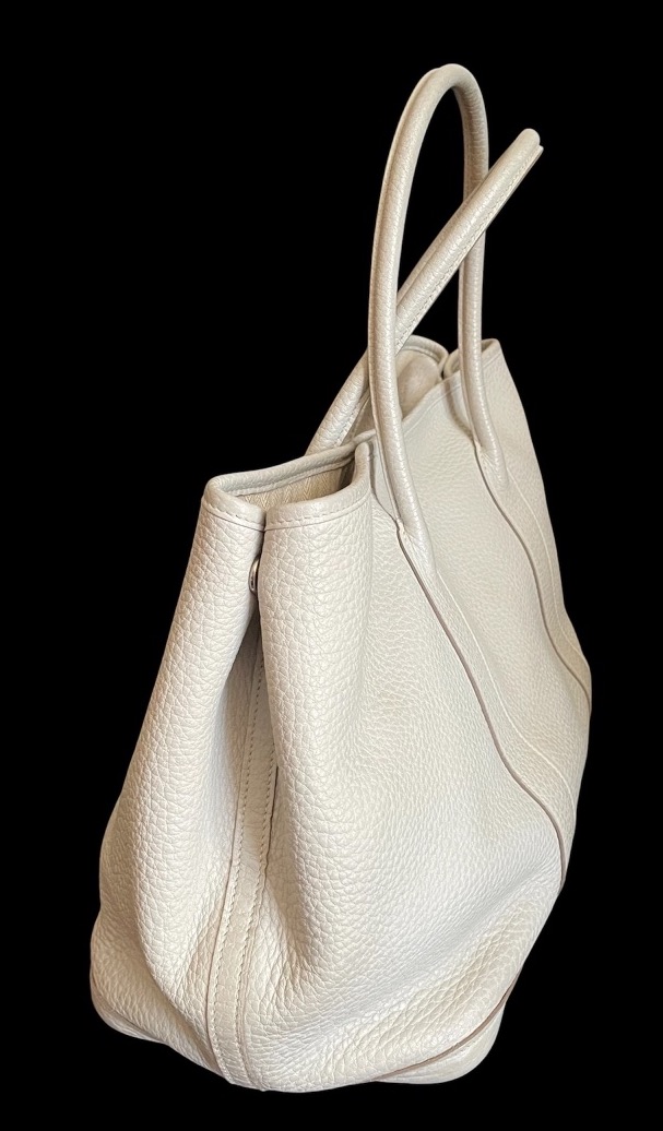 Hermès Garden Party Bag In Pearl-gray Négonda Calfleather, 36 Cm -photo-3