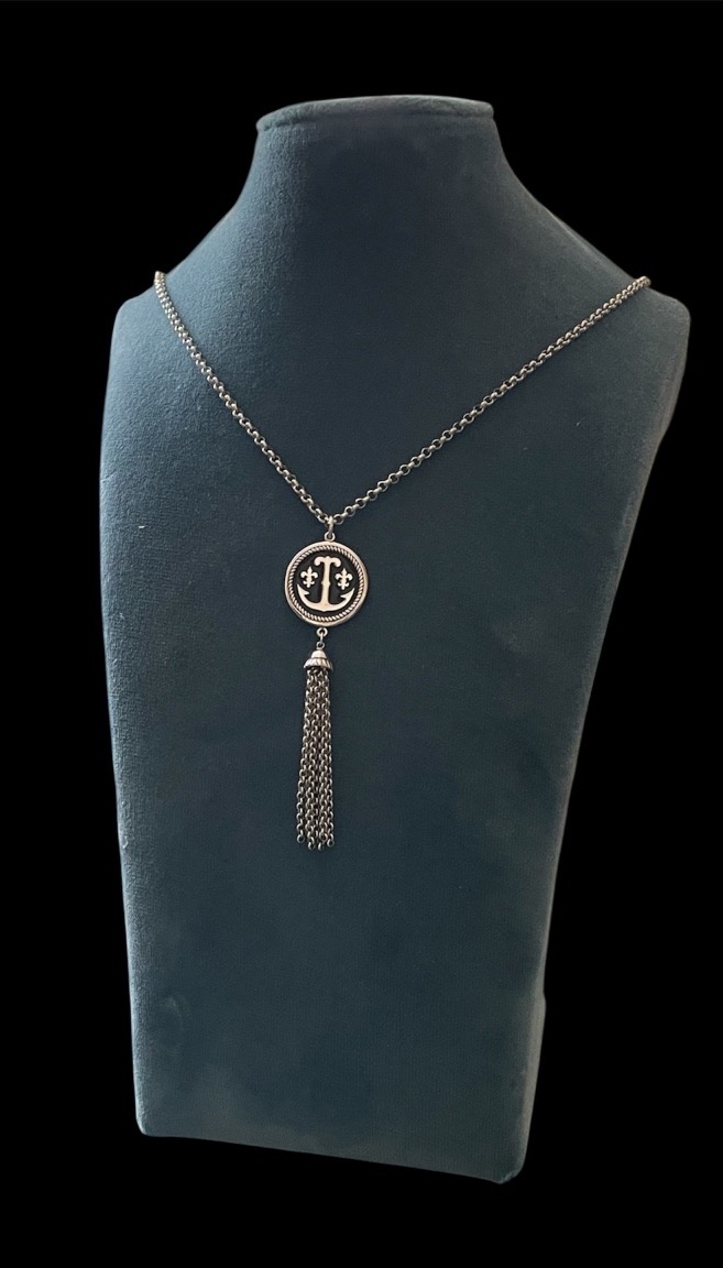 Long Necklace In Silver-plated Metal By Ted Lapidus, Circa 1970–1980, Couture Jewelry -photo-2