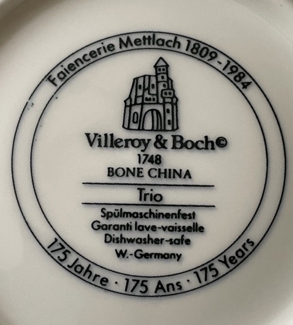 Set Of 4 Tea Cups, "trio" Model By Villeroy & Boch, Circa 1984, Memphis Style-photo-1