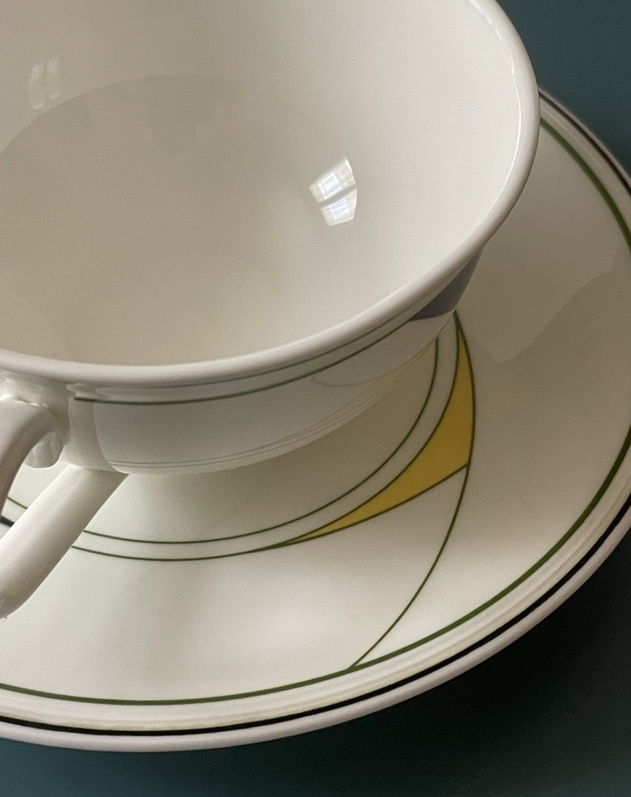 Set Of 4 Tea Cups, "trio" Model By Villeroy & Boch, Circa 1984, Memphis Style-photo-5