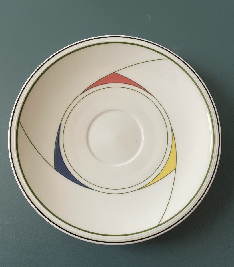 Set Of 4 Tea Cups, "trio" Model By Villeroy & Boch, Circa 1984, Memphis Style-photo-6