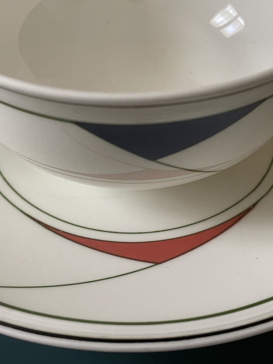 Set Of 4 Tea Cups, "trio" Model By Villeroy & Boch, Circa 1984, Memphis Style-photo-7