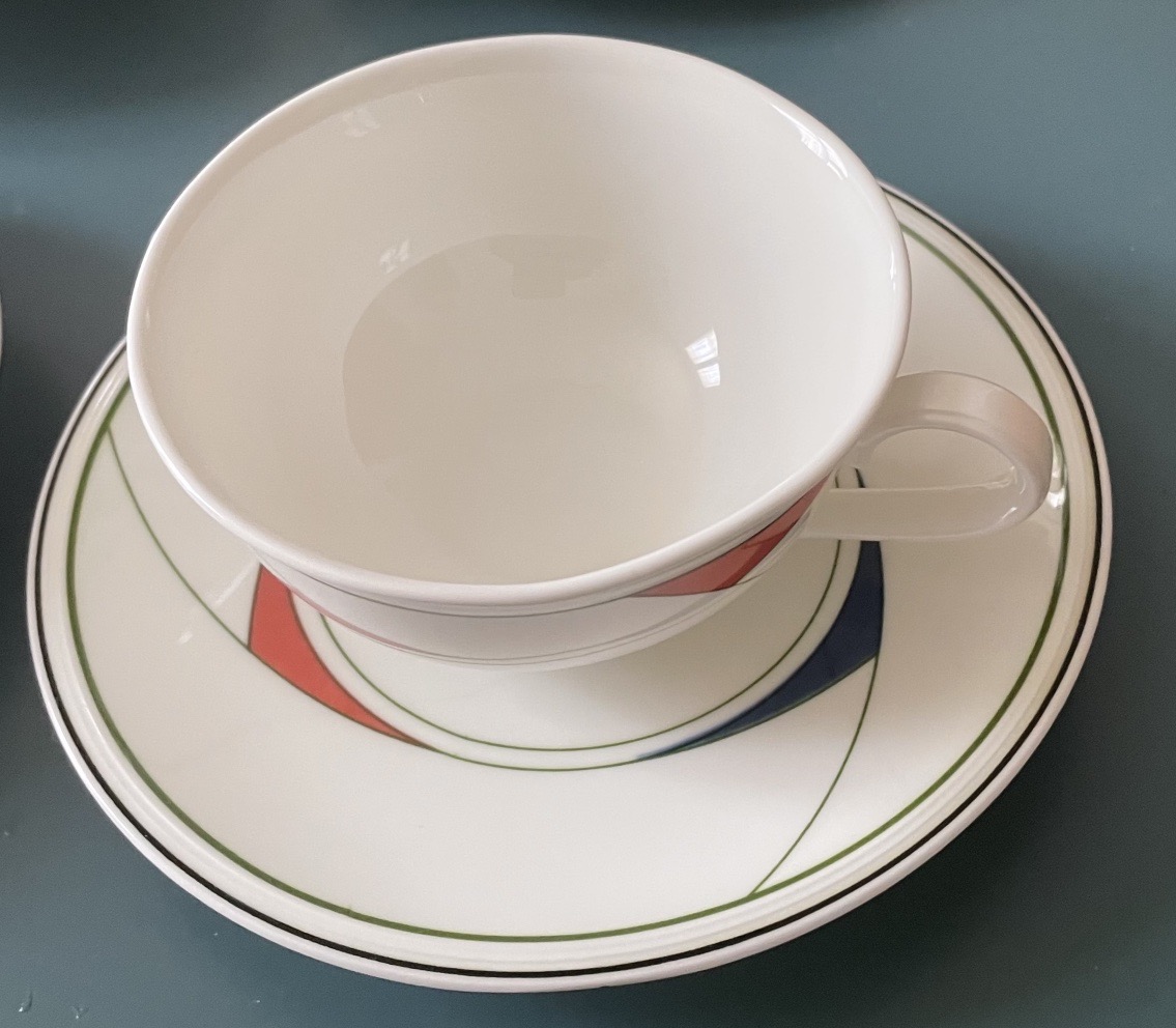 Set Of 4 Tea Cups, "trio" Model By Villeroy & Boch, Circa 1984, Memphis Style-photo-8