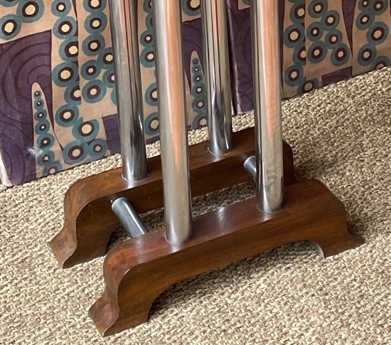 Art Deco-style Ocean Liner-inspired Side Smoking Table, Circa 1930, In Walnut And Chrome  -photo-4