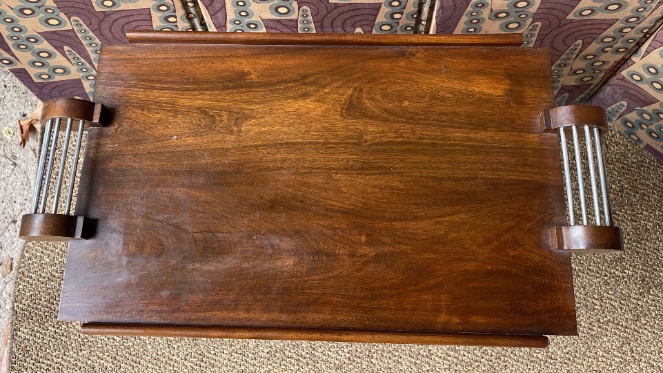 Art Deco-style Ocean Liner-inspired Side Smoking Table, Circa 1930, In Walnut And Chrome  -photo-7