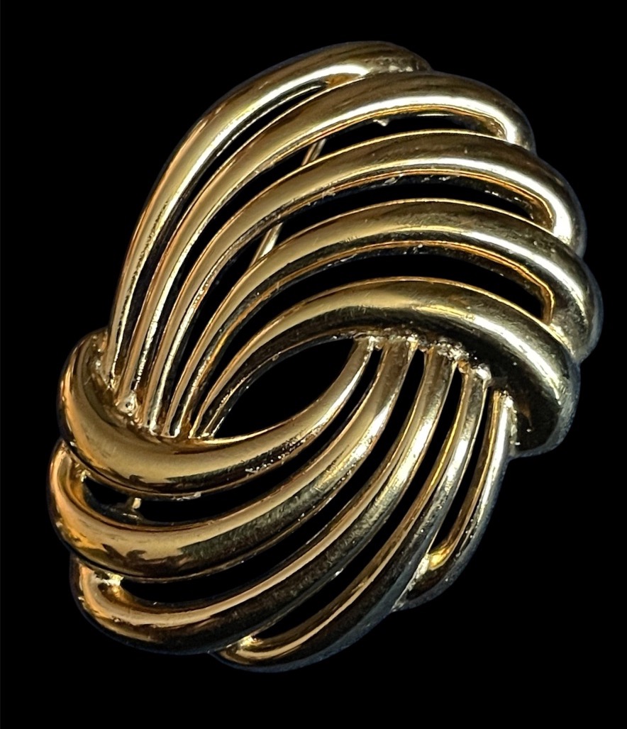 BROCHE COUTURE DE LA MAISON LANVIN MODÈLE COQUILLAGE TORSADE EN MÉTAL DORÉ LANVIN GERMANY -photo-2