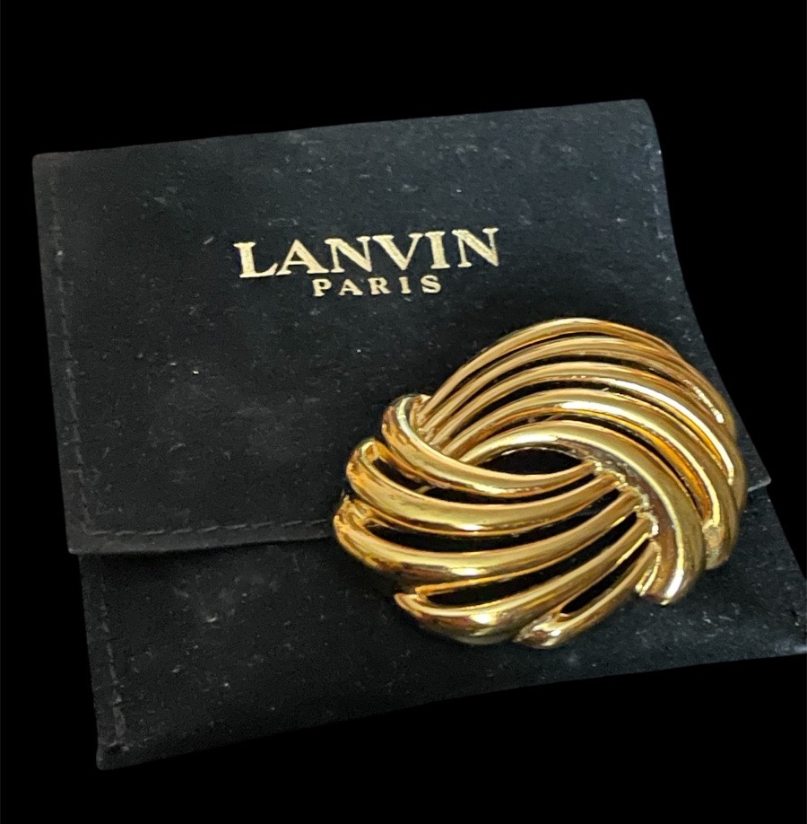 BROCHE COUTURE DE LA MAISON LANVIN MODÈLE COQUILLAGE TORSADE EN MÉTAL DORÉ LANVIN GERMANY -photo-4