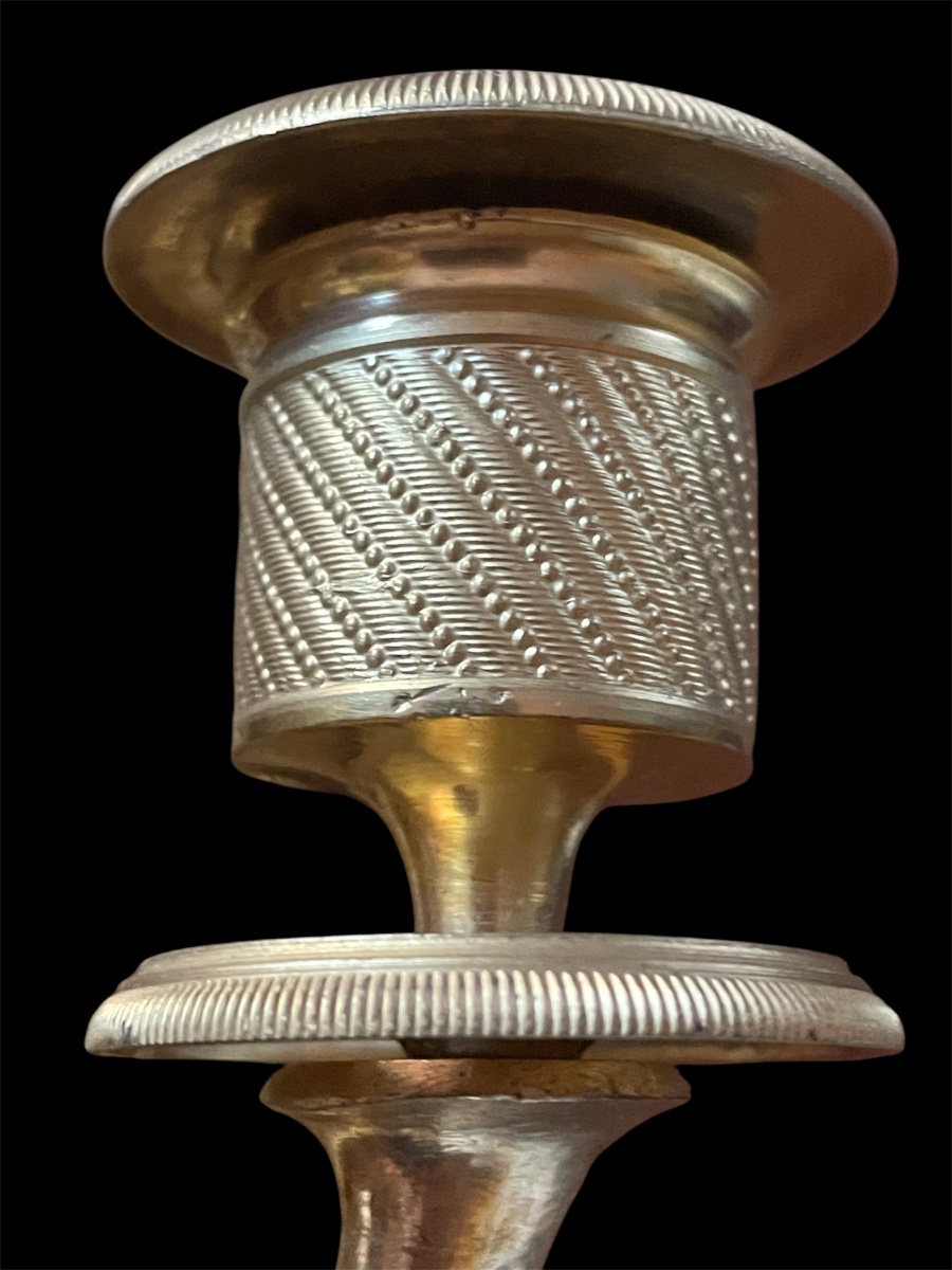 Pair Of Gilded Bronze Wall Sconces With Two Lights, Charles X Era, Empire Restoration Period -photo-1