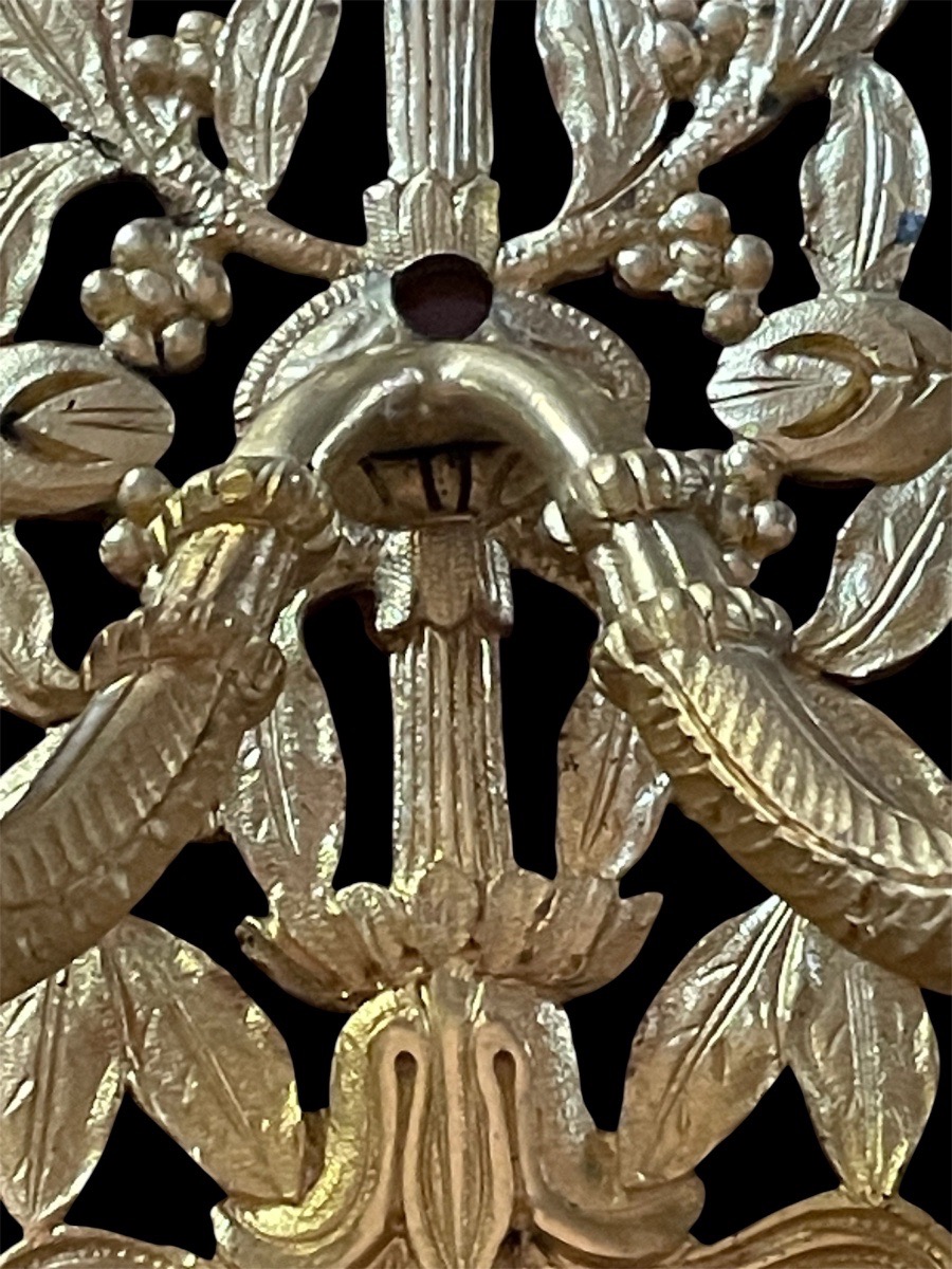 Pair Of Gilded Bronze Wall Sconces With Two Lights, Charles X Era, Empire Restoration Period -photo-2