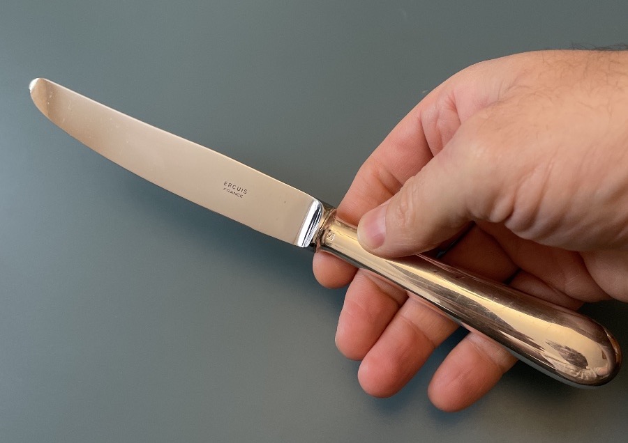 Set Of 11 Table Knives By Ercuis  Silver-plated Metal, "baguette" Model, Silverware-photo-5