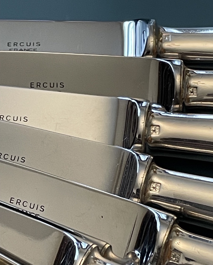 Set Of 11 Table Knives By Ercuis  Silver-plated Metal, "baguette" Model, Silverware-photo-7