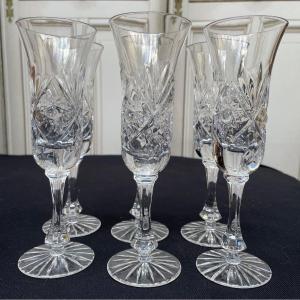 6 Champagne Flutes Crystal From Lorraine Artisan De Lorraine Ho