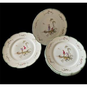 Raynaud Si Kiang Plates Limoge Porcelain Old Marseilles Pillement Veuve Perrin