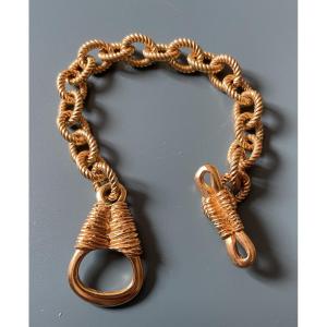  BRACELET  COUTURE DE LA MAISON GUY LAROCHE EN MÉTAL DORÉ  GOURMETTE MAILLES TORSADÉES VINTAGE