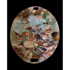 Large Tray From Christian Dior With Vintage Sea Bed Decor From The 80s