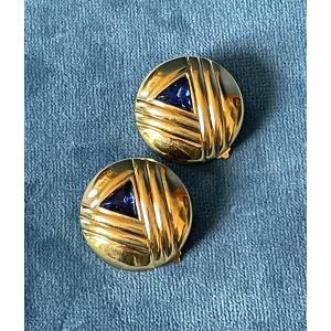 Lanvin Clip-on Earrings In Gold-tone Metal And Vintage-style Stones. 