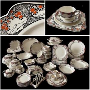 Part Of An Art Deco English Earthenware Service From The Crown Ducal Factory Circa 193o Orange Tree