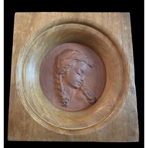 Terracotta Medallion By Koos Van Der Kaaij Profile Of A Young Man, Circa 1950–1960