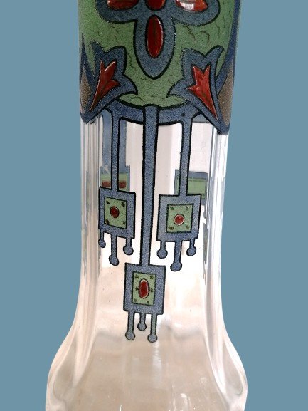 Paire de vases Art Déco en verre émaillé-photo-1