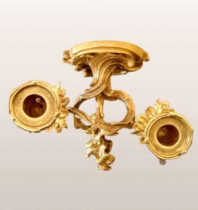 Paire d'appliques en bronze doré style Louis XV-photo-2