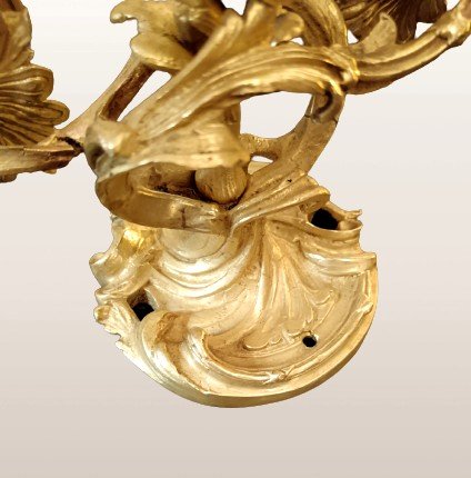 Paire d'appliques en bronze doré style Louis XV-photo-1