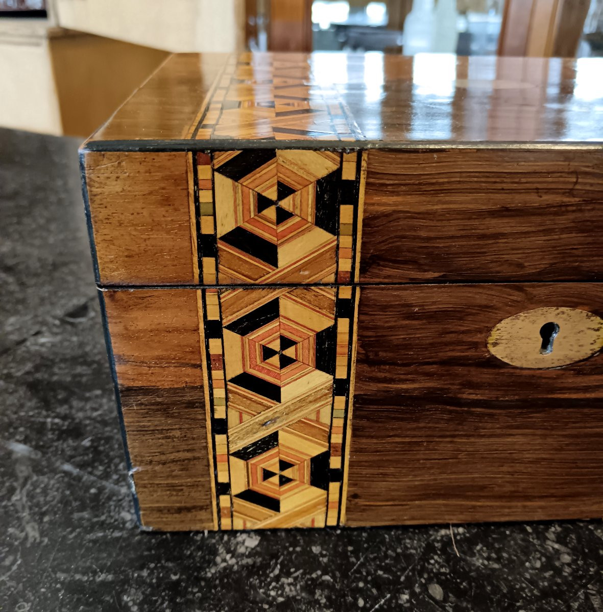 English Tunbridge Marquetry Box-photo-5