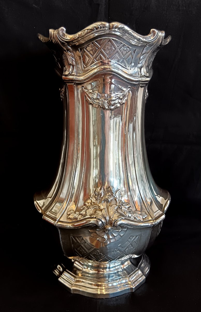 Pair Of Silver-plated Vases By Gallia For Christofle-photo-2